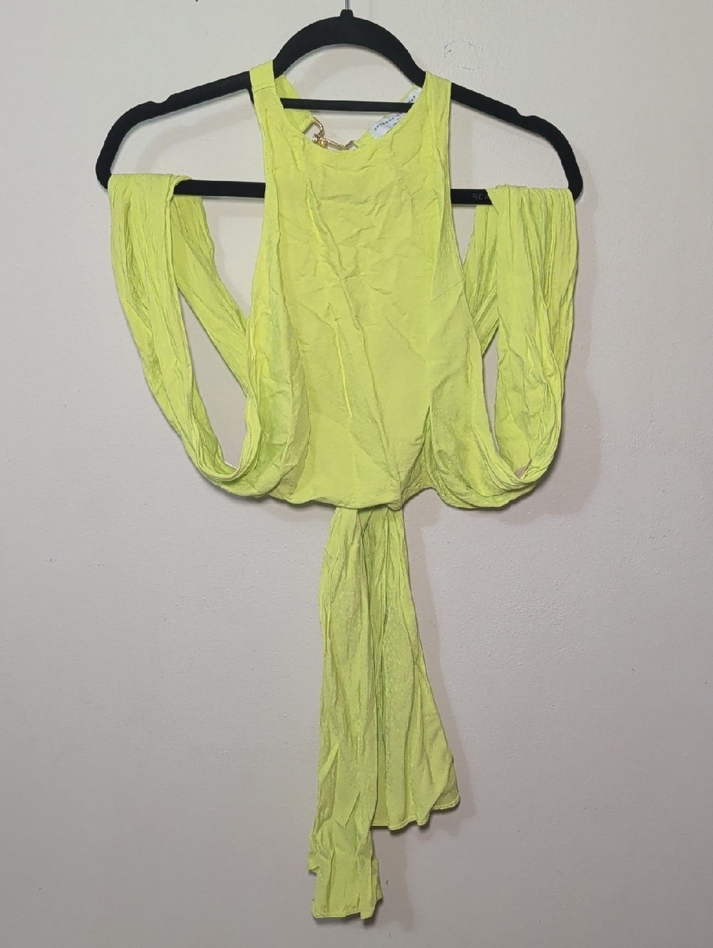 Esteban Cortazar x Rent the Runway Tie Around Top Neon Yellow Women's Size S - Picture 1 of 7